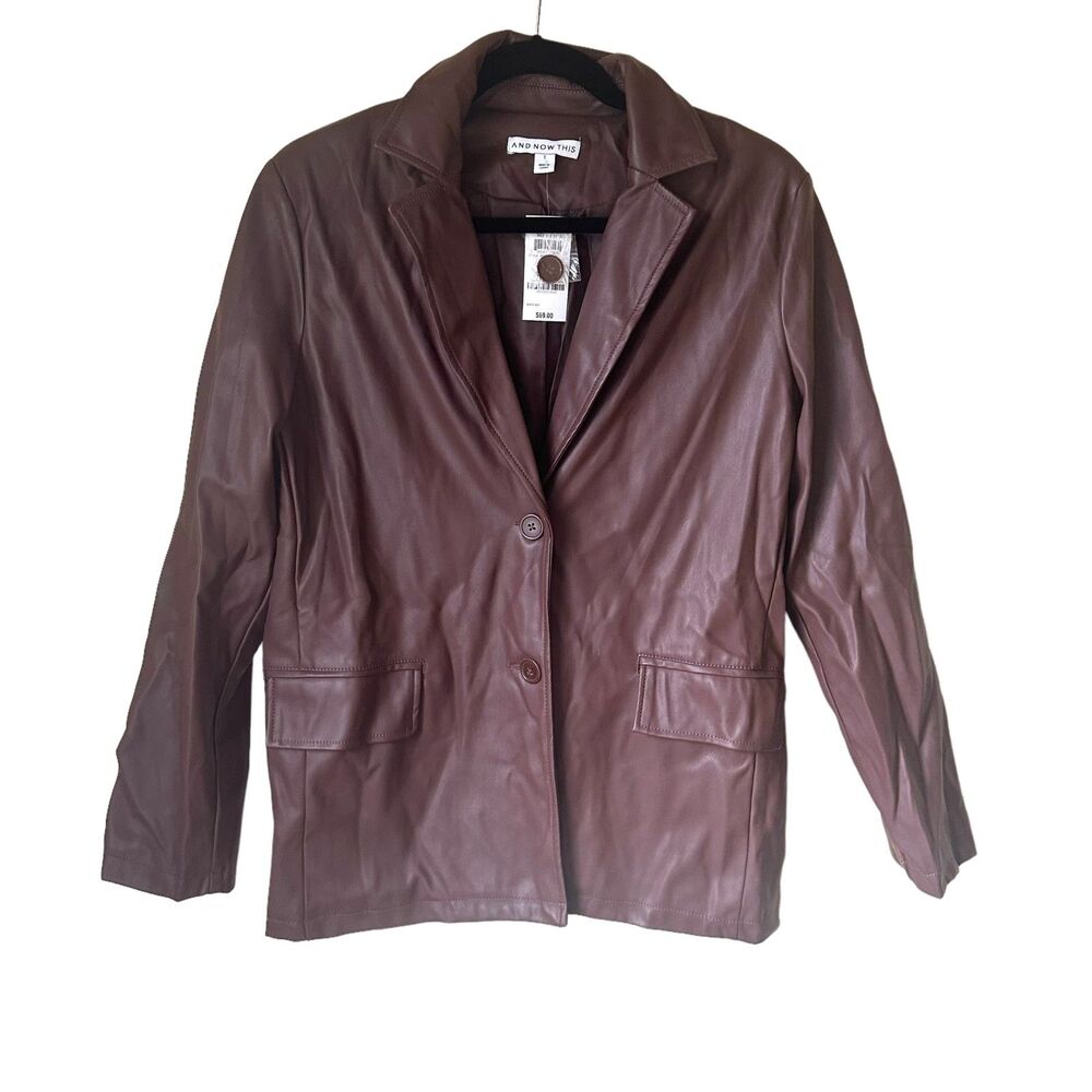 AND NOW THIS Faux Leather Oversized‎ Blazer NWT Sz Small
